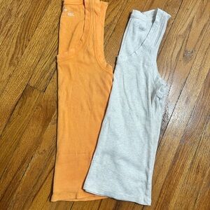 Aerie Orange and White Tank Tops